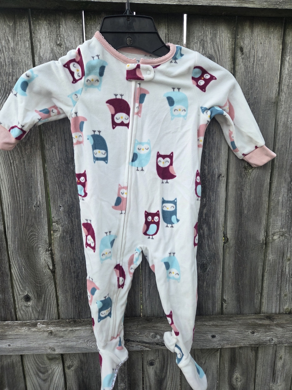 Carters Pink & Blue Owl-Print Kids One-Piece Pajamas